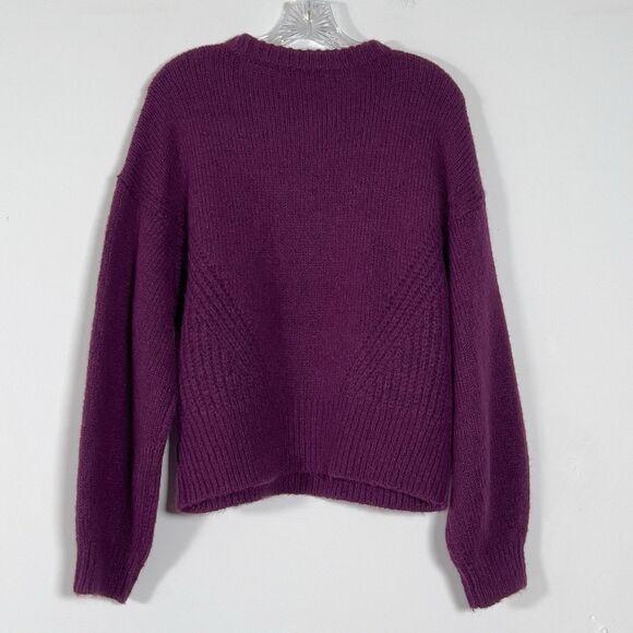 Madewell Simone Crewneck Pullover Sweater Womens Sz L Purple Balloon Sleeve - Picture 5 of 10